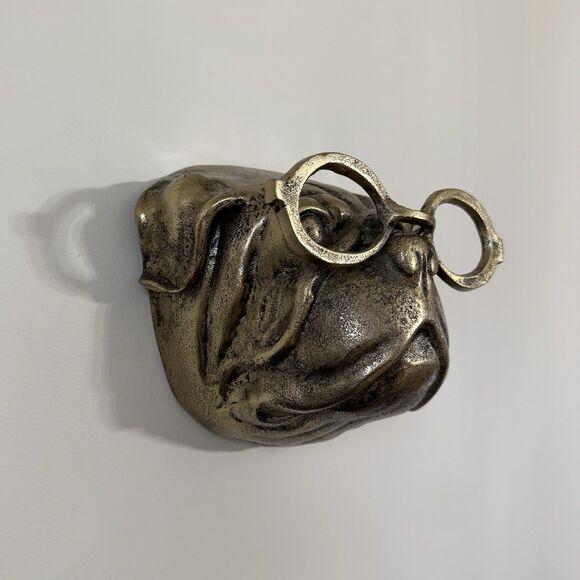 Metal Gold Dog With Glasses Wall Accent Home Decor Wall Sculpture - Picture 2 of 5